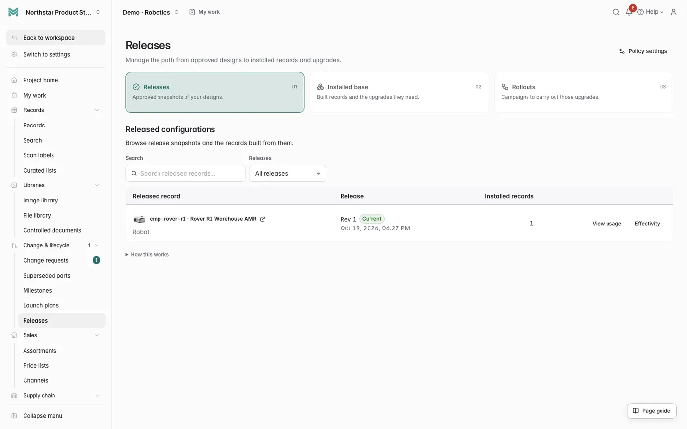 Product release and configuration management