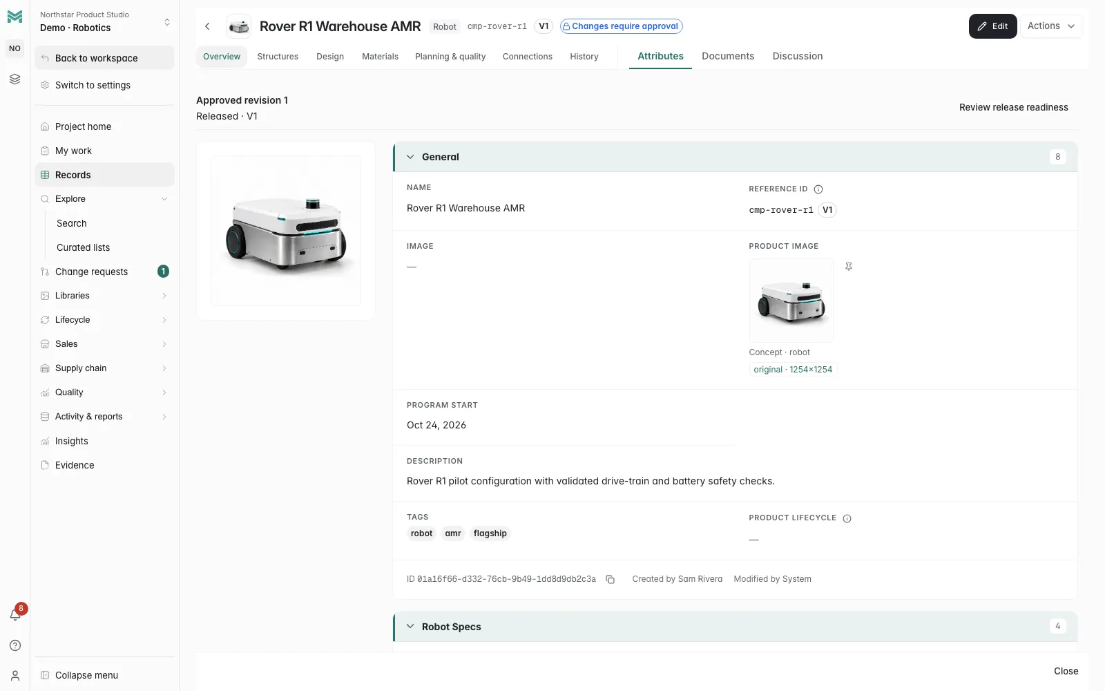 Robot · From the design to installed parts and maintenance