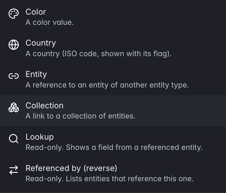 ManyRows relational field types